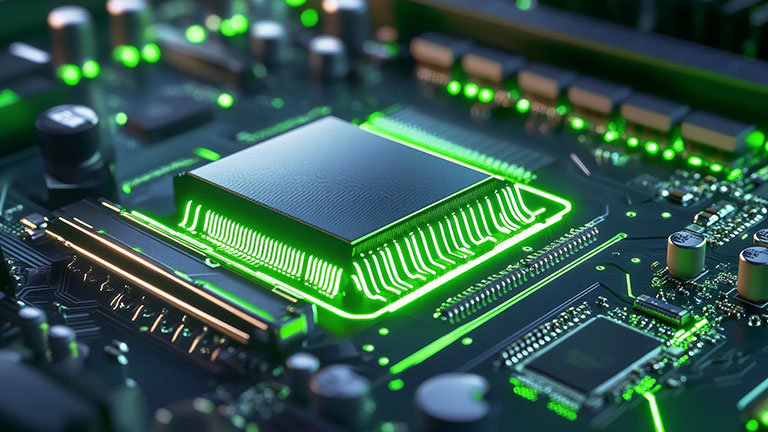 An integrated circuit on a printed circuit board 