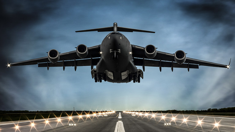 military plane taking off