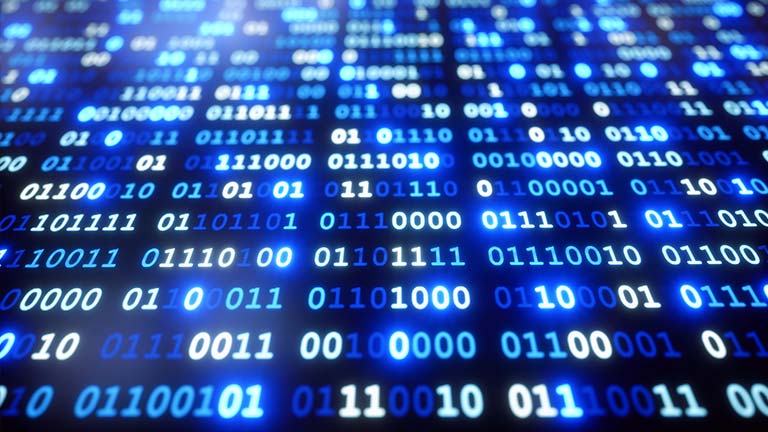 random digital data on black background