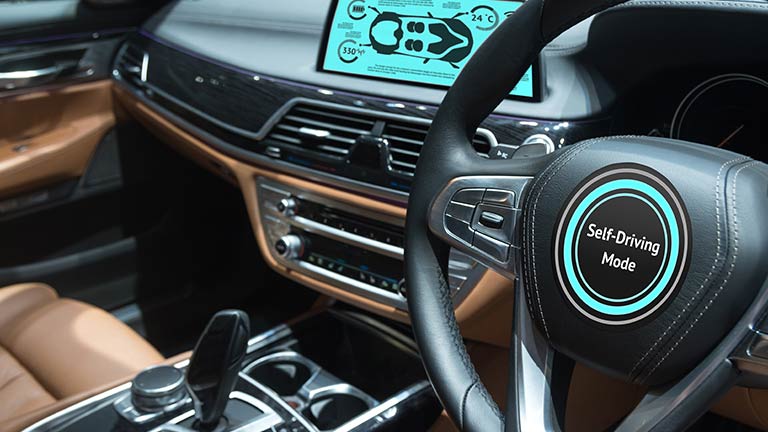 Interior of European self-driving car