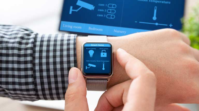 Man wearing smart watch