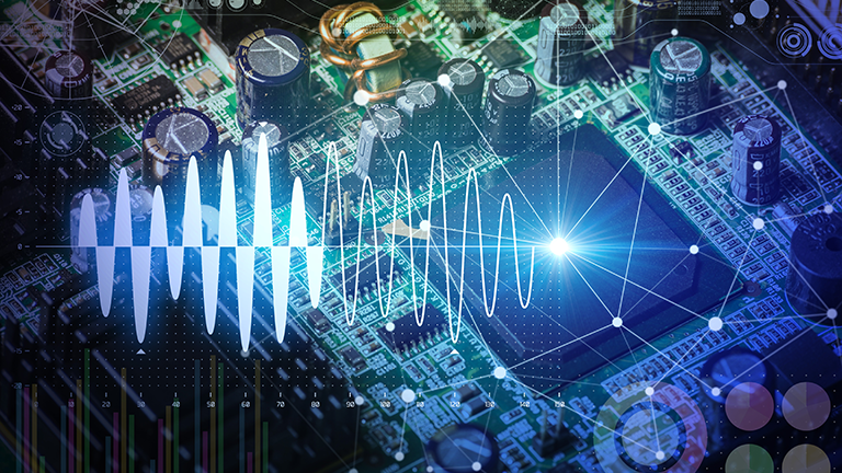 Circuit board with waveform overlay