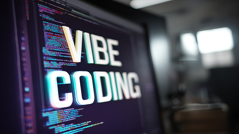 Vibe coding using AI on a computer screen