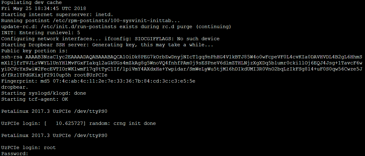 Petalinux boot screen