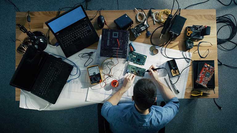 engineer building a prototype